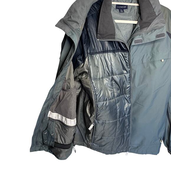 Mens lands end 2 in 1 grey insulated jacket size XL - Picture 2 of 8